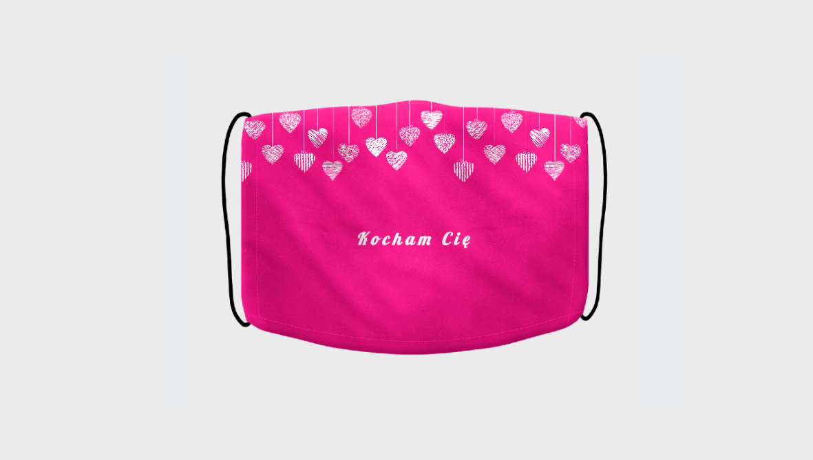 Maseczka z nadrukiem | Maseczka na walentynki z nadrukiem