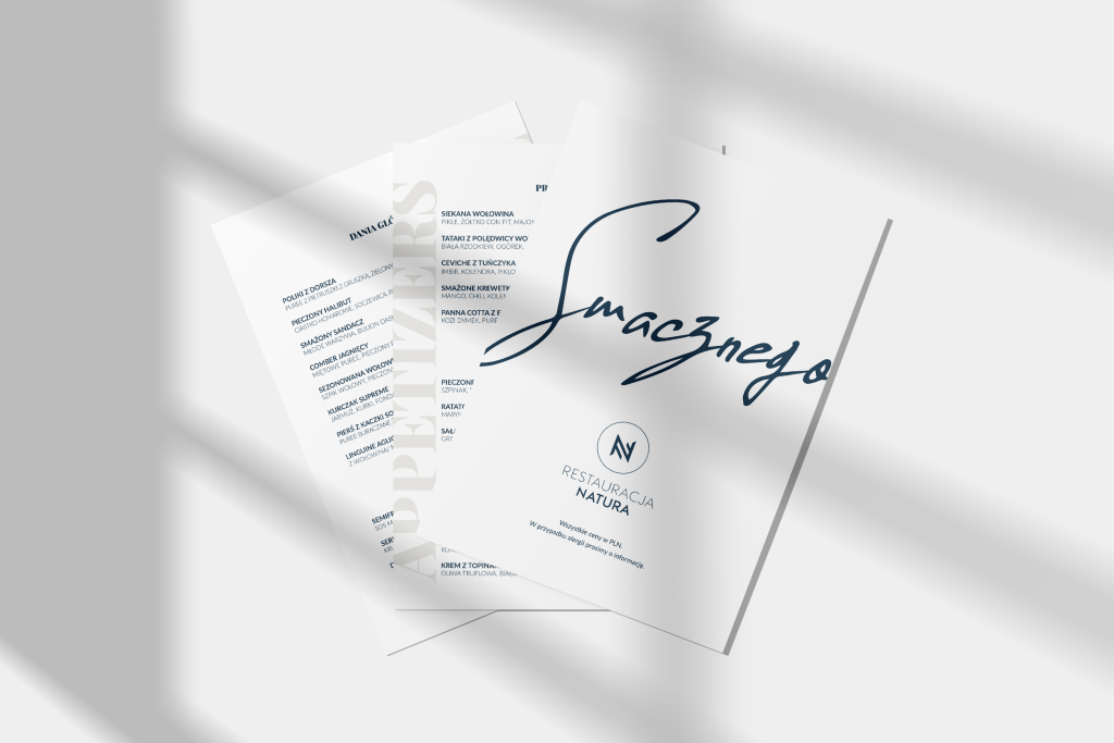 projekt menu dla restauracji