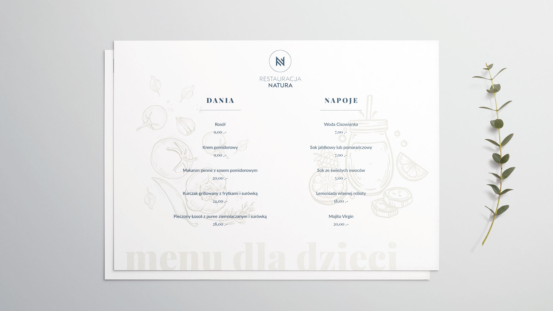 projektowanie kart menu
